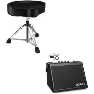 imageDonner Heavy Duty Drum Throne Motorcycle Style Widened Drum Seat with Upgraded Materials Mini Electric Drum Amp 20W Protable for Home Practice