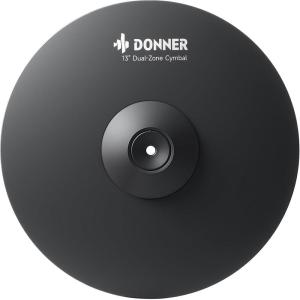 imageDonner Mute Cymbal for Electronic Drum Set 13inch Dual Zone Crash for Electric Drum Kit 2 Zone E Cymbal for Digital Drum CYB13D13inch