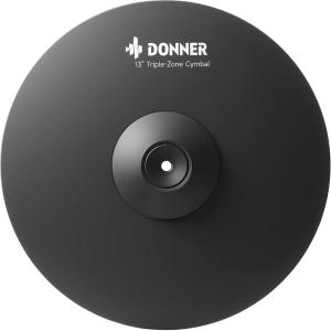 imageDonner Mute Cymbal for Electronic Drum Set 17inch TripleZone CrashRide Cymbal for Electric Drum Kit 3 Zone E Cymbal for Digital Drum CYB17T13inch