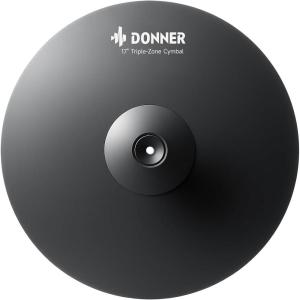 imageDonner Mute Cymbal for Electronic Drum Set 17inch TripleZone CrashRide Cymbal for Electric Drum Kit 3 Zone E Cymbal for Digital Drum CYB17T17inch