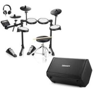 imageElectric Drums Donner DED200 LITE Electronic Drum Kit for Beginner with 450 Sounds and Donner Electric Drum AMP 80Watt Wireless Electronic Drum Amplifier Professional DDA80