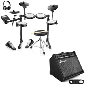 image:imageElectric Drums Donner DED200 LITE Electronic Drum Kit for Beginner with 450 Sounds and Donner Electric Drum AMP 35Watt with Aux in and Wireless Audio Connection