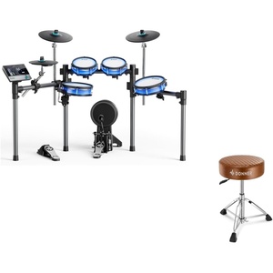 image:imageDonner BackBeat Electric Drum Set with HighTech 7inch Touchscreen and 1126 Sounds and Donner Drum Throne Seat DT150 Adjustable Padded Thickened Hydraulic Drum Stool