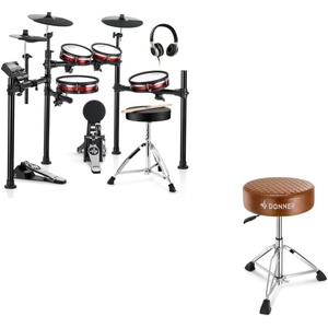 image:imageDonner DED200 MAX Electronic Drum Set with Industry Standard Mesh Heads and Donner Drum Throne Seat DT150 Adjustable Padded Thickened Hydraulic Drum Stool