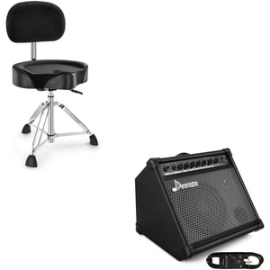 image:imageDonner Drum Throne with Backrest Hydraulic Height Adjustable Motorcycle Style for Adults Electric Drum AMP 35Watt Electronic Drum Amplifier with Aux in and Wireless Audio Connection