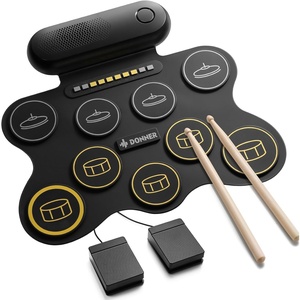 image:imageDonner Electric Drum Set for Beginners 9 Pads Electronic Drum Kit with Builtin Speaker Roll Up Digital Drum Pad for Kids with Recording Gift for Holiday Christmas and Birthday DED20Q