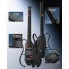 image:imageDONNER HUSH X LIVE Electric Guitar with Detachable Speaker Headless Travel Guitar Builtin Amp Modeling amp Effects Bluetooth Practice Guitar Kit with Gig Bag BlackBlack