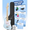 image:imageDonner 30 Inch Kids Electric Guitar Kit Short Scale Starter Pack for Boys Girls Toddler Mini Amp Strap Picks Single Coil Clear Sound Small Hands Safe Toy Musical Gift DJM100 BlueBlue