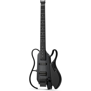 image:imageDONNER HUSH X LIVE Electric Guitar with Detachable Speaker Headless Travel Guitar Builtin Amp Modeling amp Effects Bluetooth Practice Guitar Kit with Gig Bag BlackBlack