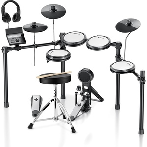 image:imageDonner Electric Drum Set for Beginners Electronic Drum Kit with Quiet Mesh Pads Bluetooth Drumsticks Throne 5 Pads 3 Cymbals Digital Drum DED1002026