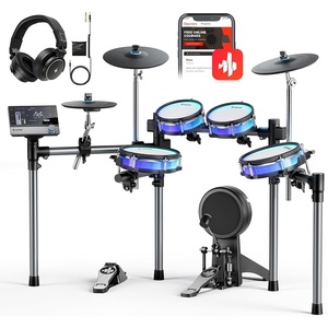 image:imageDonner Backbeat Electric Drum Set with Monitoring Headphone Advanced Electronic Drum Kit with Lights and Touchscreen Customize Drum Pad Colors
